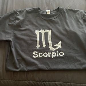 Black unisex t shirt with rhinestone Scorpio